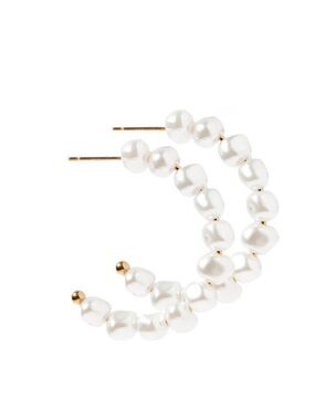 Tinsley Pearl Hoop Earrings - White